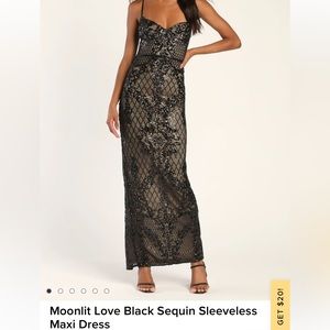 LuLus Black Sequin Maxi Dress